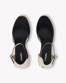Womens | Marseille Wedge Espadrille | Leather Buckle | Noche Black