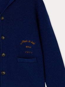 Boy | Gilan Wool Cardigan With Embroidery | Indigo