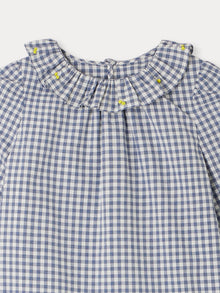Girl | Timber Checkered Embroidered Blouse | Slate Grey
