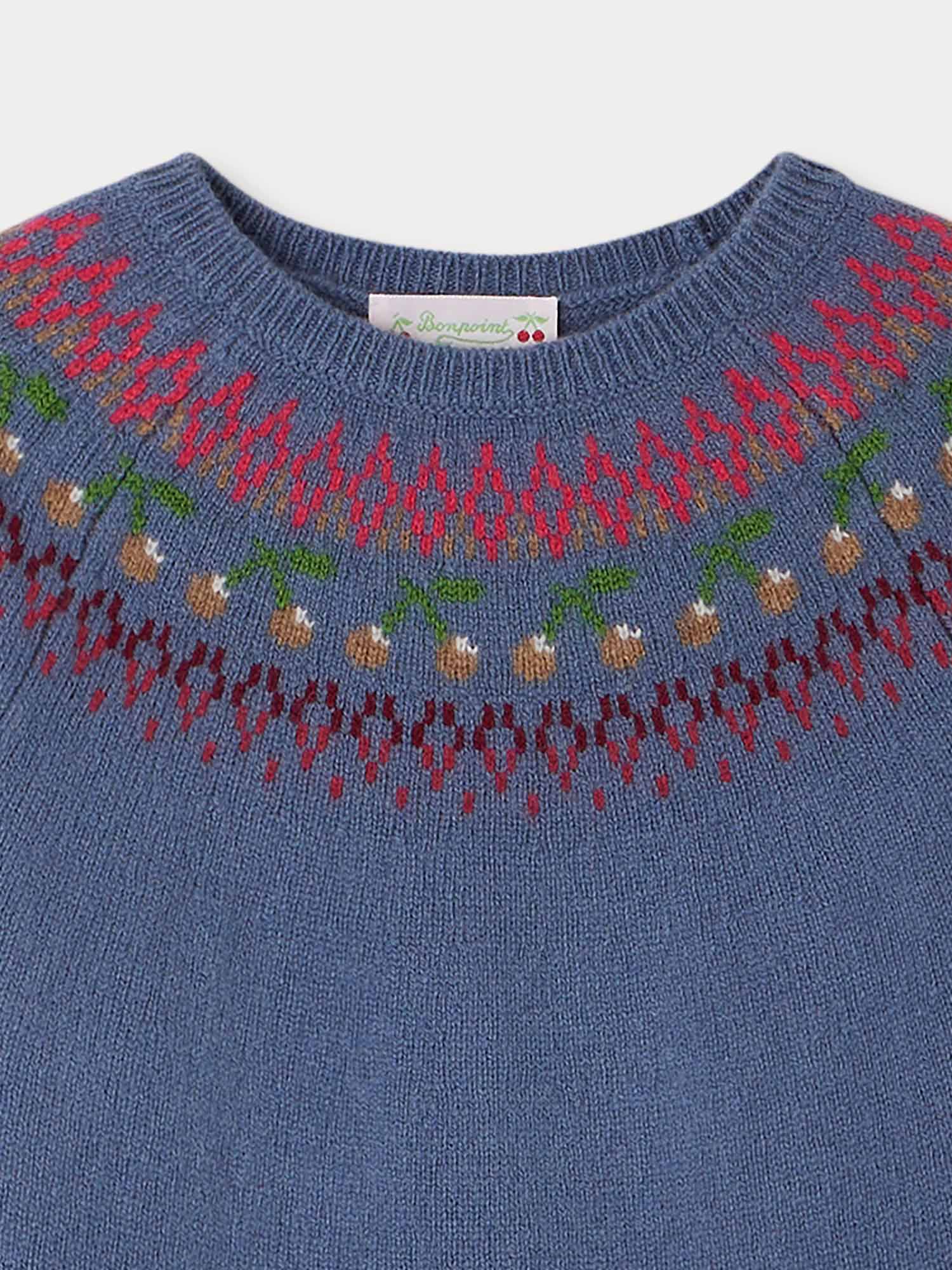 Girl | Génièvre Light Blue Wool Sweater | Gray Blue