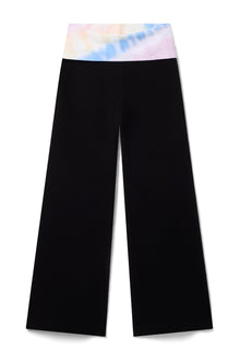 Kids | Kids Tie Dye Rolldown Bootleg Flare Pant | Black/MSL5