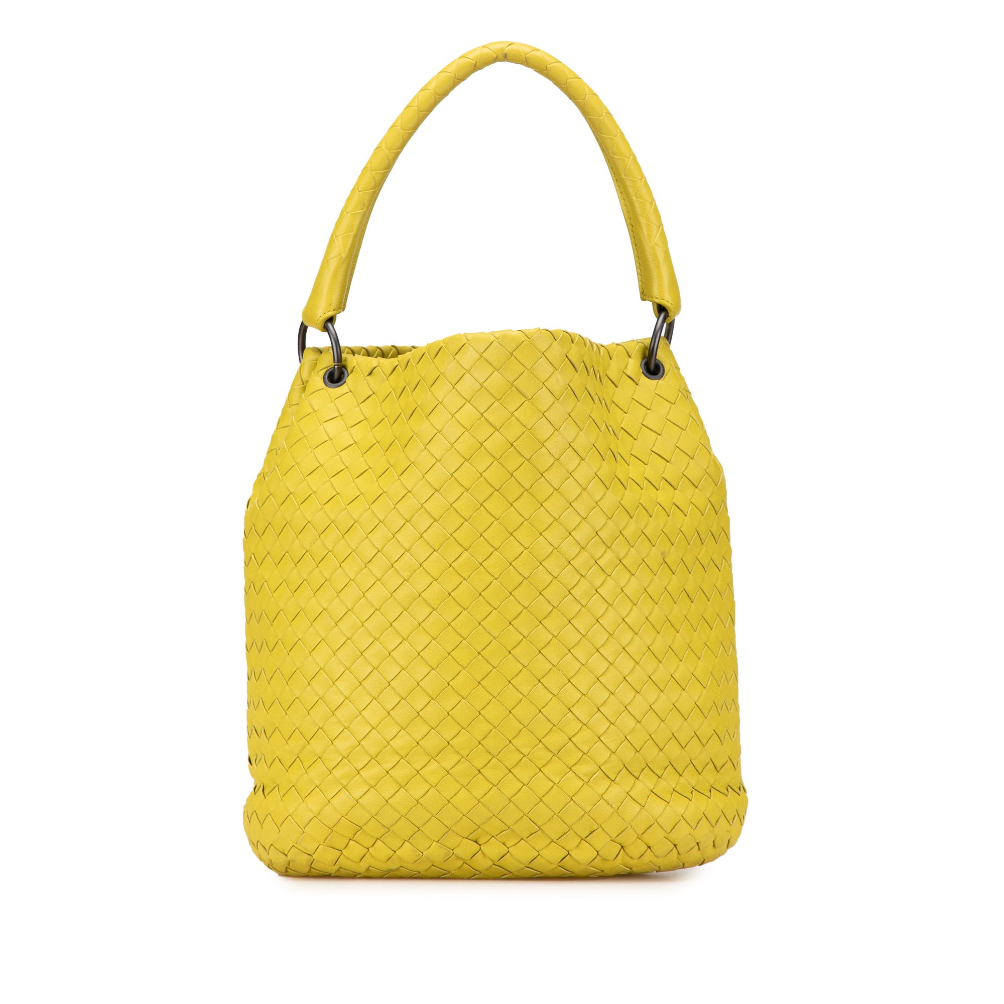 Bottega Veneta | Pre-Owned Nappa Intrecciato Bucket Bag | Yellow