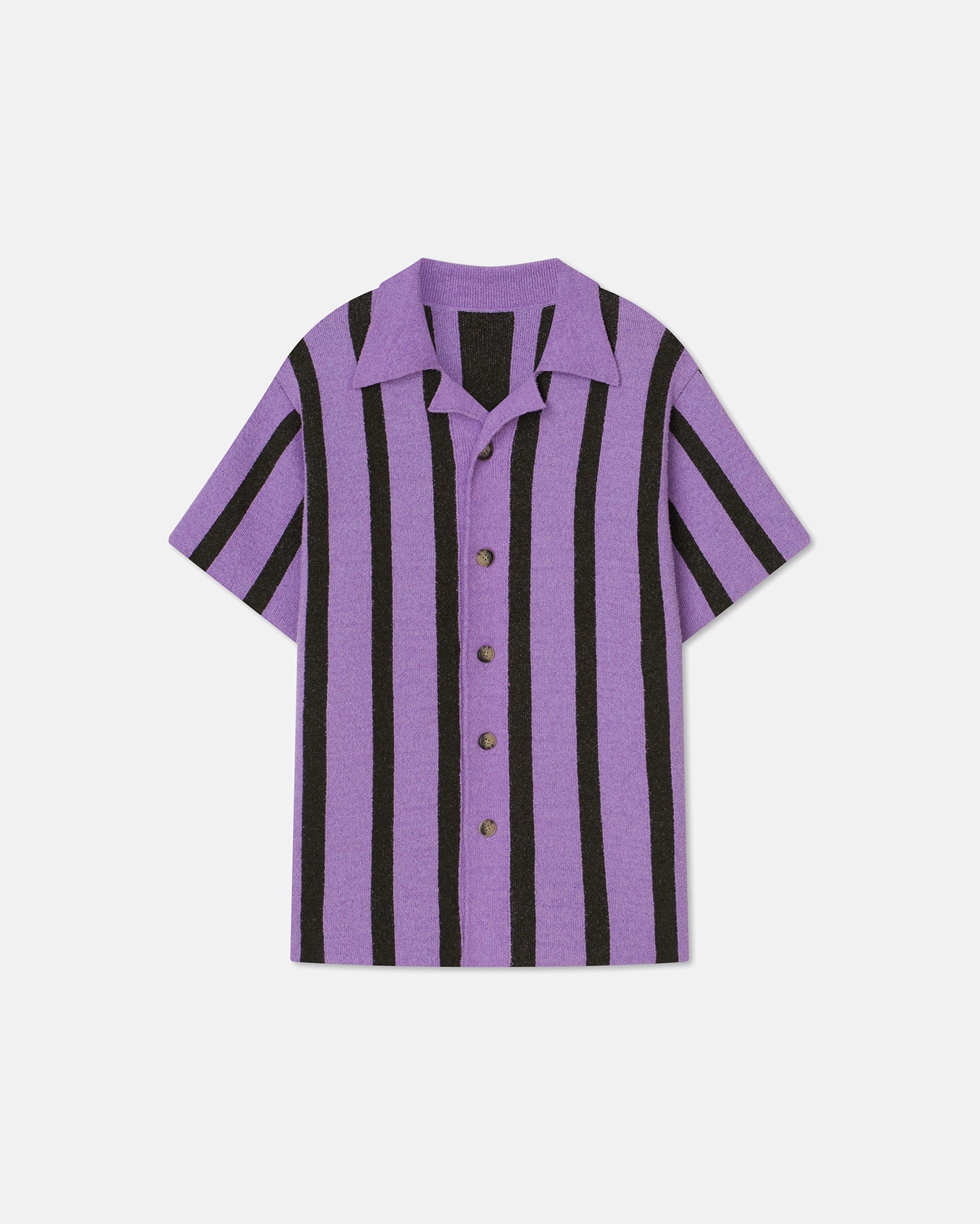 Mens | Ziko Striped Terry-Knit Shirt | Stripe Dark Khaki Lilac