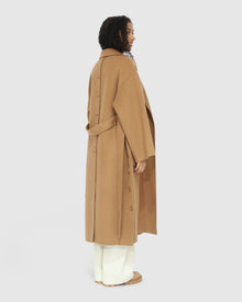 Wide Awake Split Hem Overcoat | Women | Camel