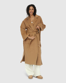 Wide Awake Split Hem Overcoat | Women | Camel