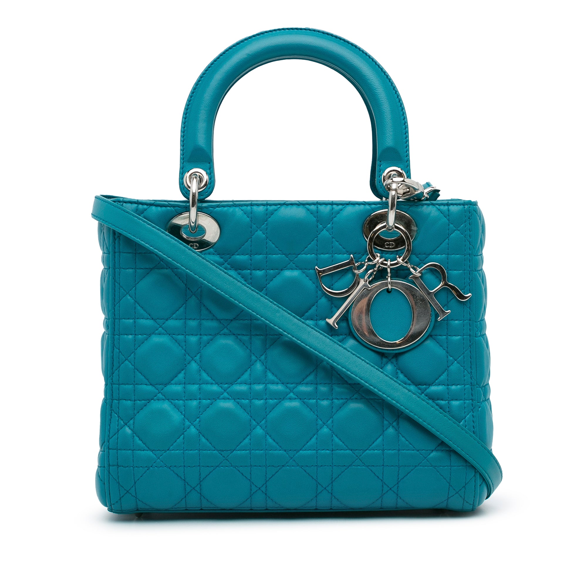 Dior Pre-Owned Medium Lambskin Cannage Lady Dior | Women | Blue x Turquoise