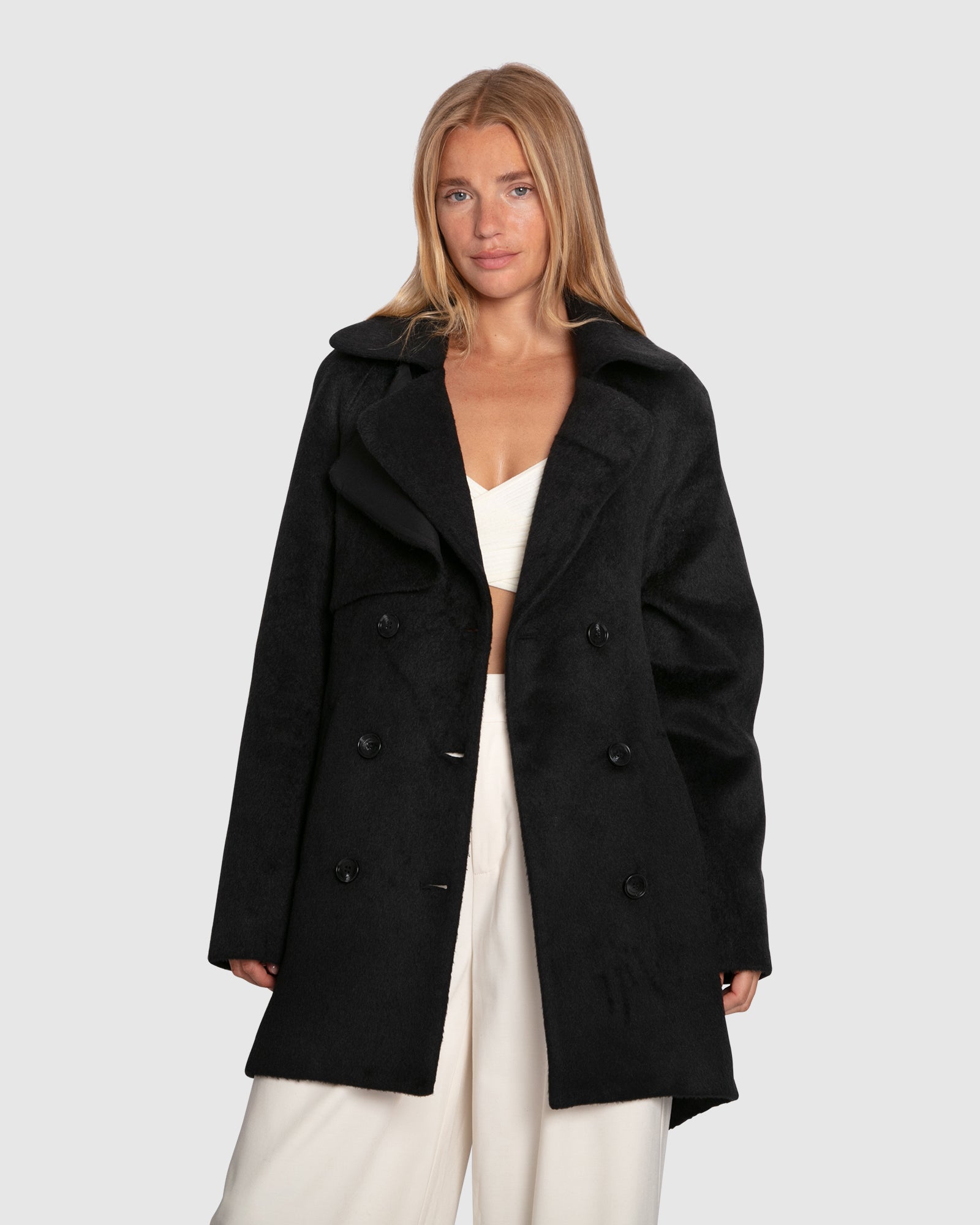 Women | Wanna Be Loved Wool Blend Peacoat | Black
