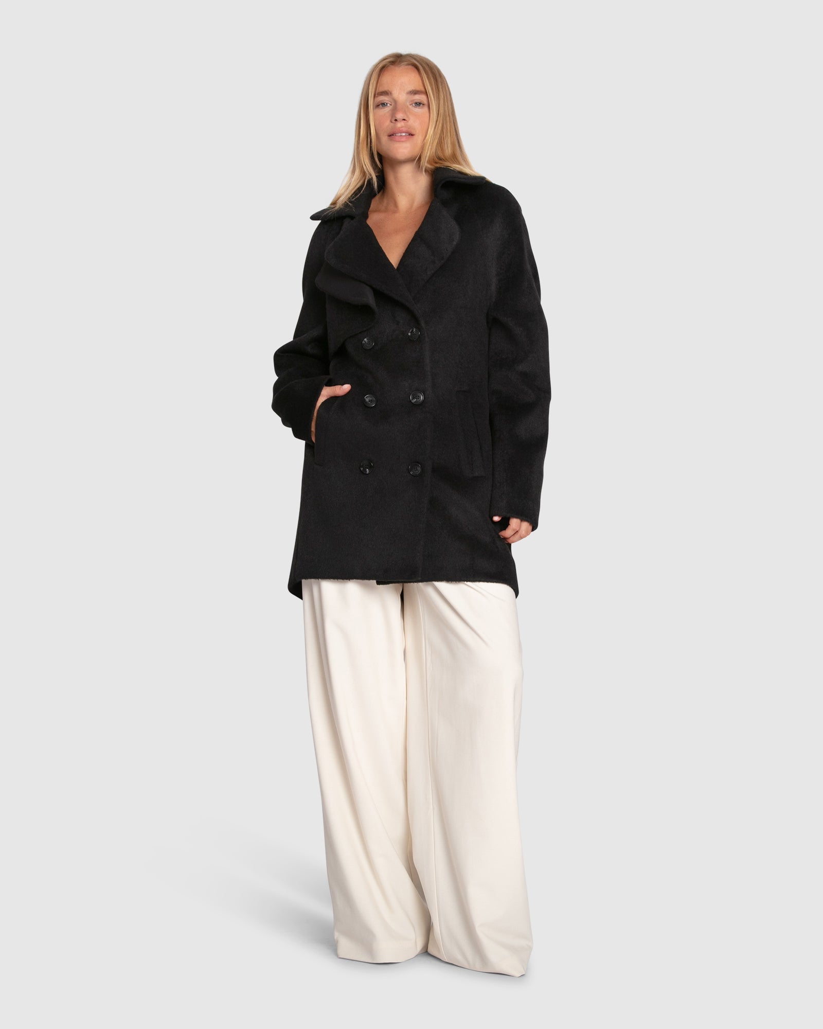 Women | Wanna Be Loved Wool Blend Peacoat | Black