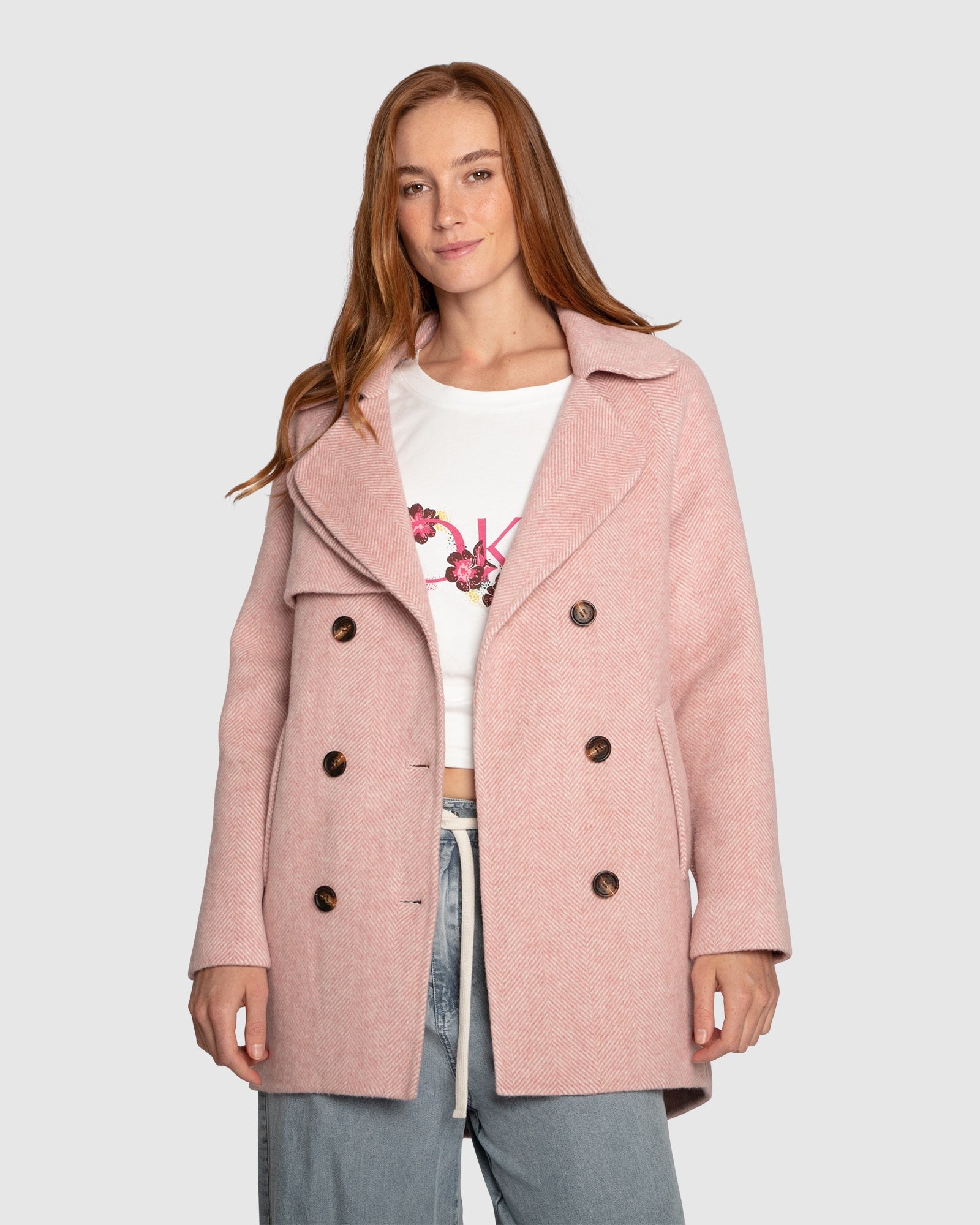 Women | Wanna Be Loved Wool Blend Peacoat | Blush