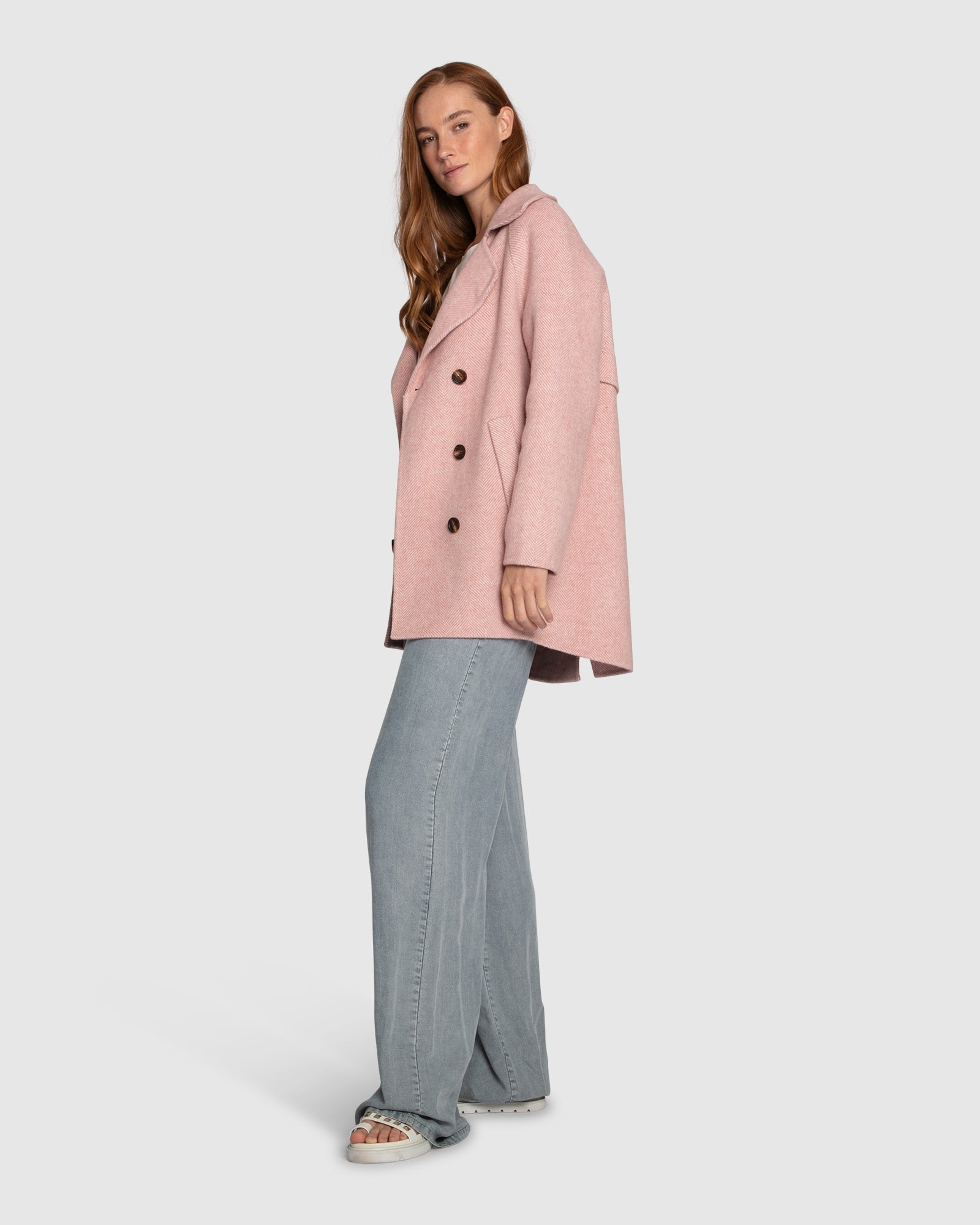 Women | Wanna Be Loved Wool Blend Peacoat | Blush