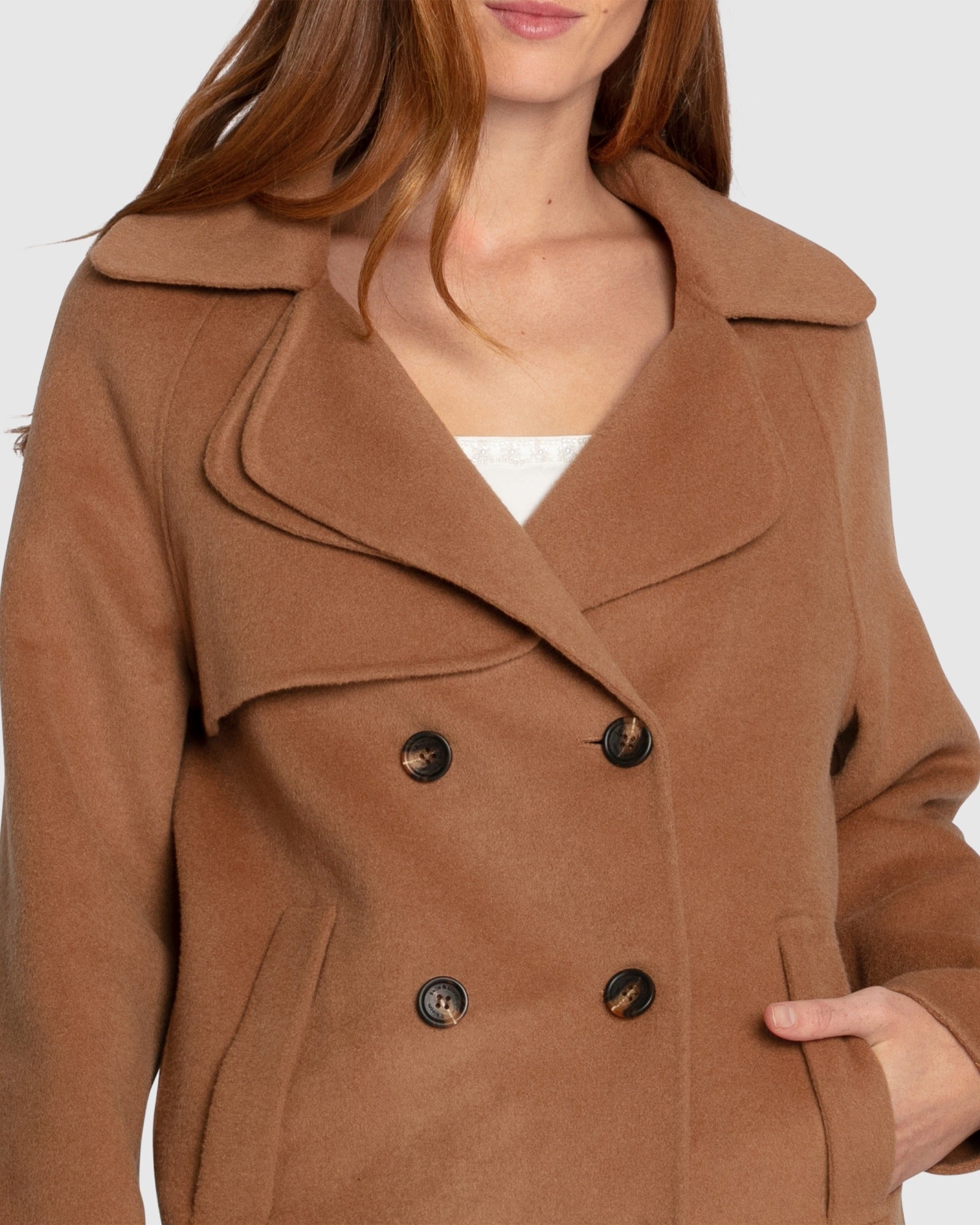 Women | Wanna Be Loved Wool Blend Peacoat | Camel