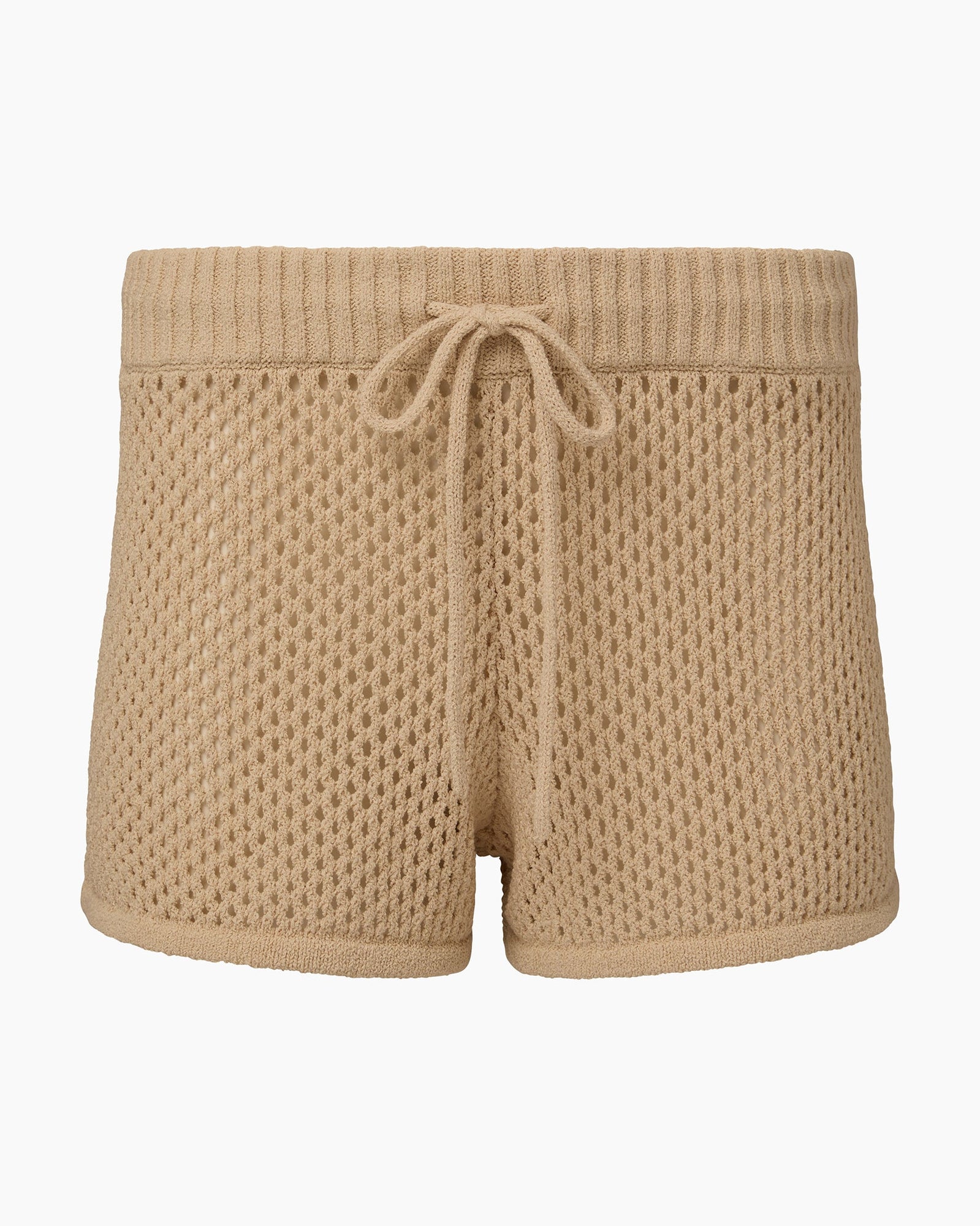 Womens | Crochet Knit Micro Short | Sandshell