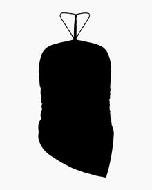 Womens | Air Linen Asymmetrical Halter Top | Black