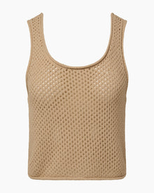 Womens | Crochet Knit Scoop Tank | Sandshell