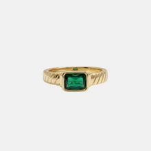The Square Green Gemstone Twist Ring | 18Kt Gold Vermeil