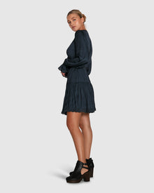 Women | Wild Flower Embroidered Wrap Dress | Navy