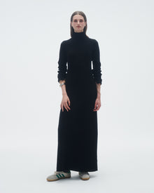 Womens | Wide Rib Turtleneck Dress In Cashmere | Black