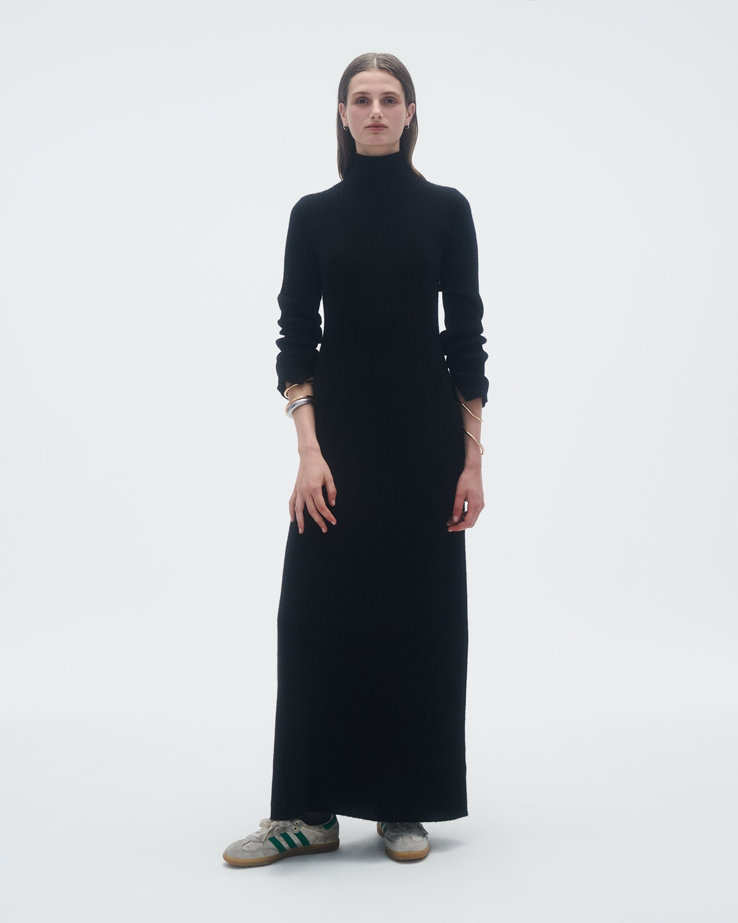 Womens | Wide Rib Turtleneck Dress In Cashmere | Black