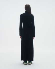 Womens | Wide Rib Turtleneck Dress In Cashmere | Black