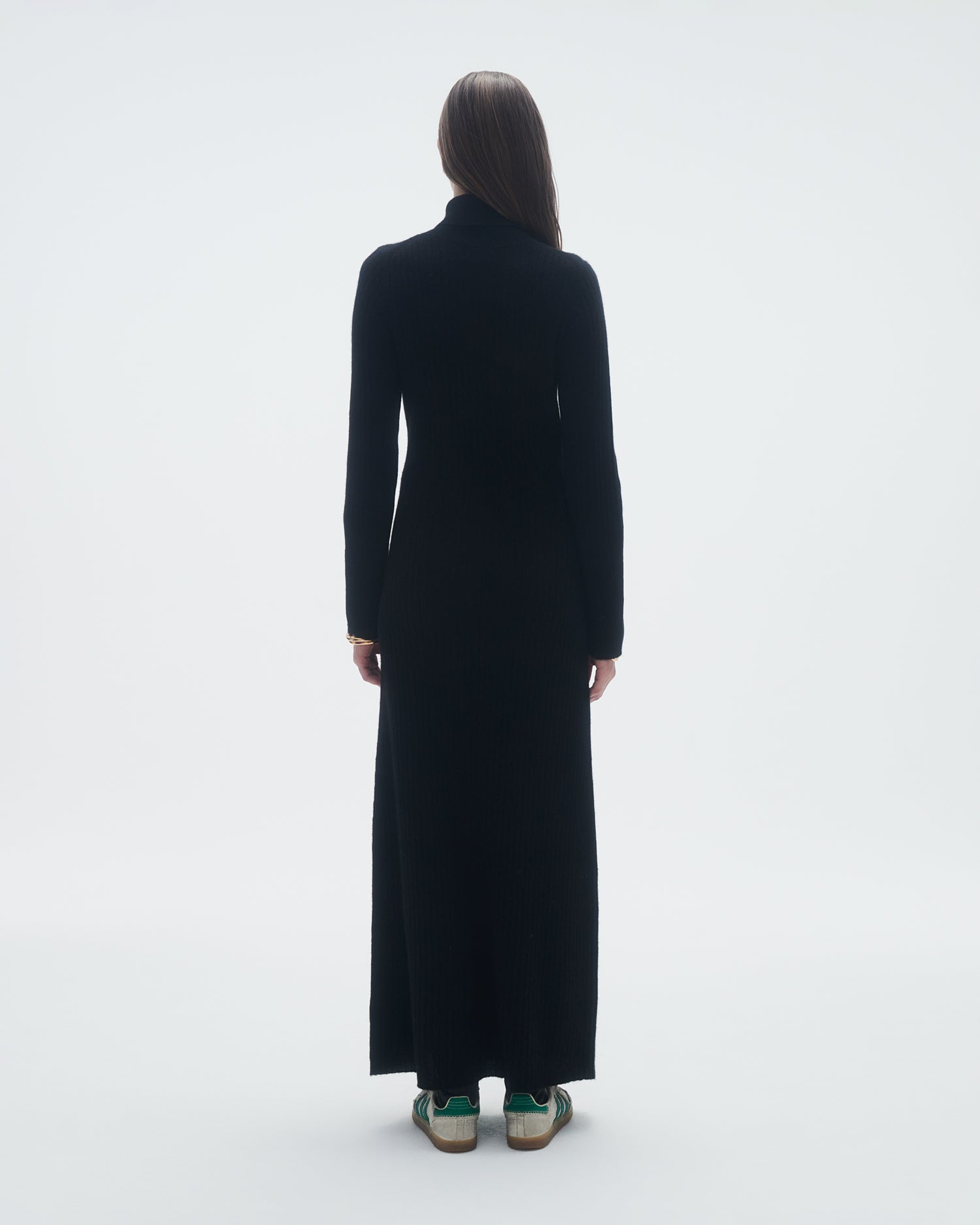 Womens | Wide Rib Turtleneck Dress In Cashmere | Black