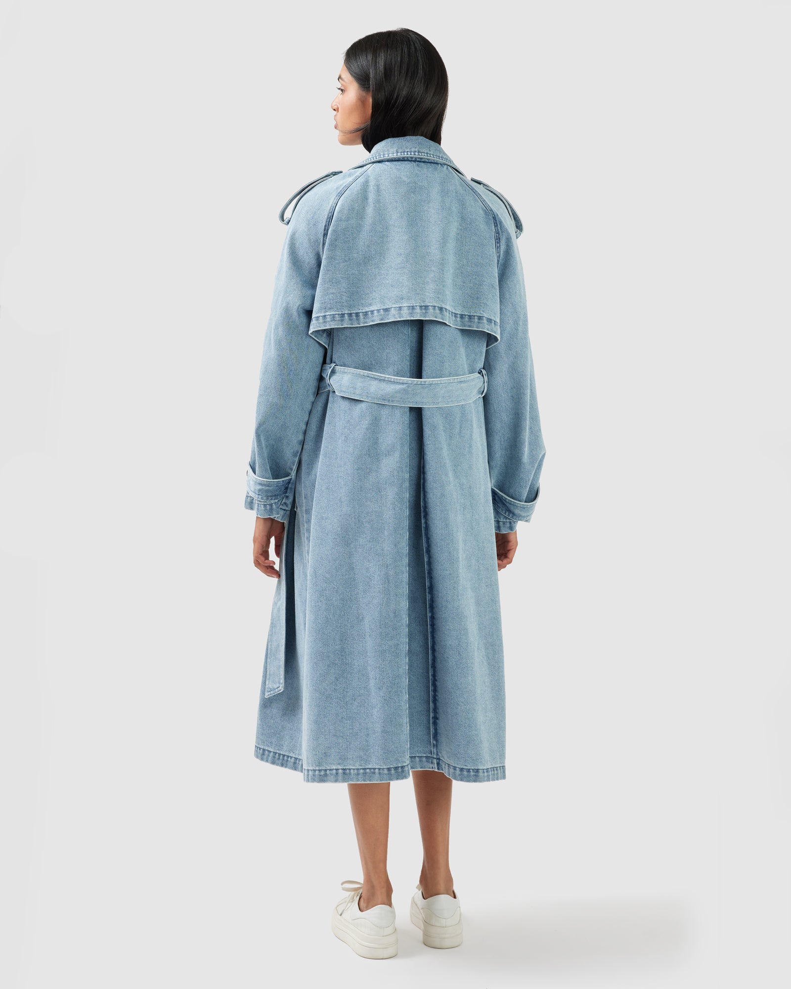 Women | Wild Skies Denim Trench | Stonewash