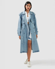 Women | Wild Skies Denim Trench | Stonewash