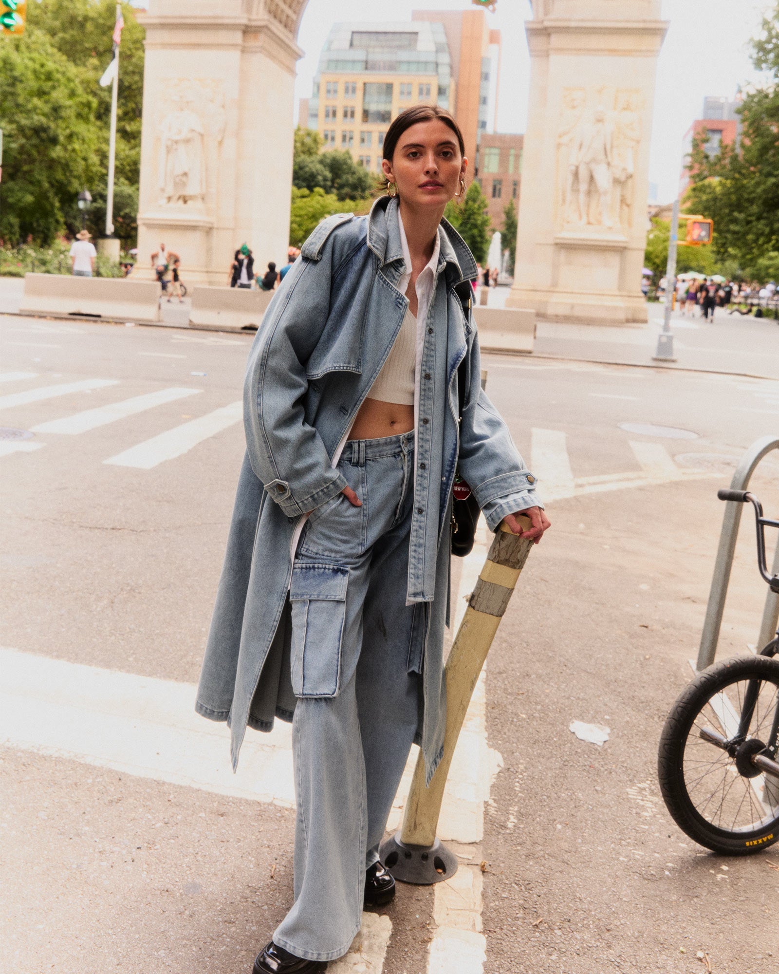 Women | Wild Skies Denim Trench | Stonewash