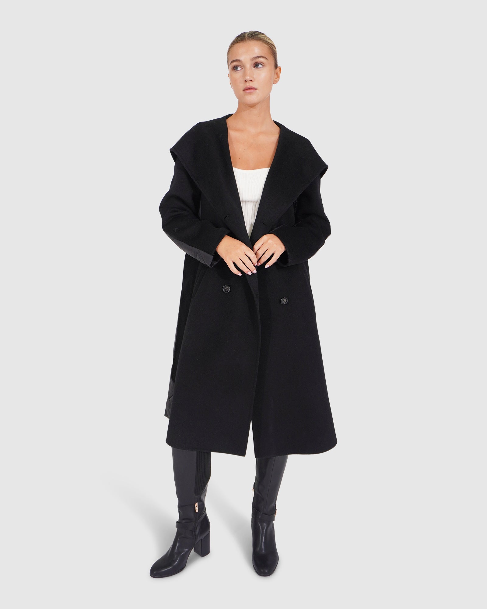Women | Walk Me Home Wool Blend Convertible Coat | Black