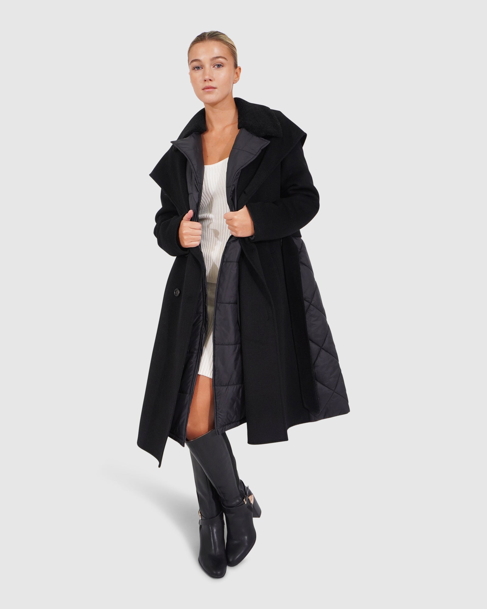 Women | Walk Me Home Wool Blend Convertible Coat | Black