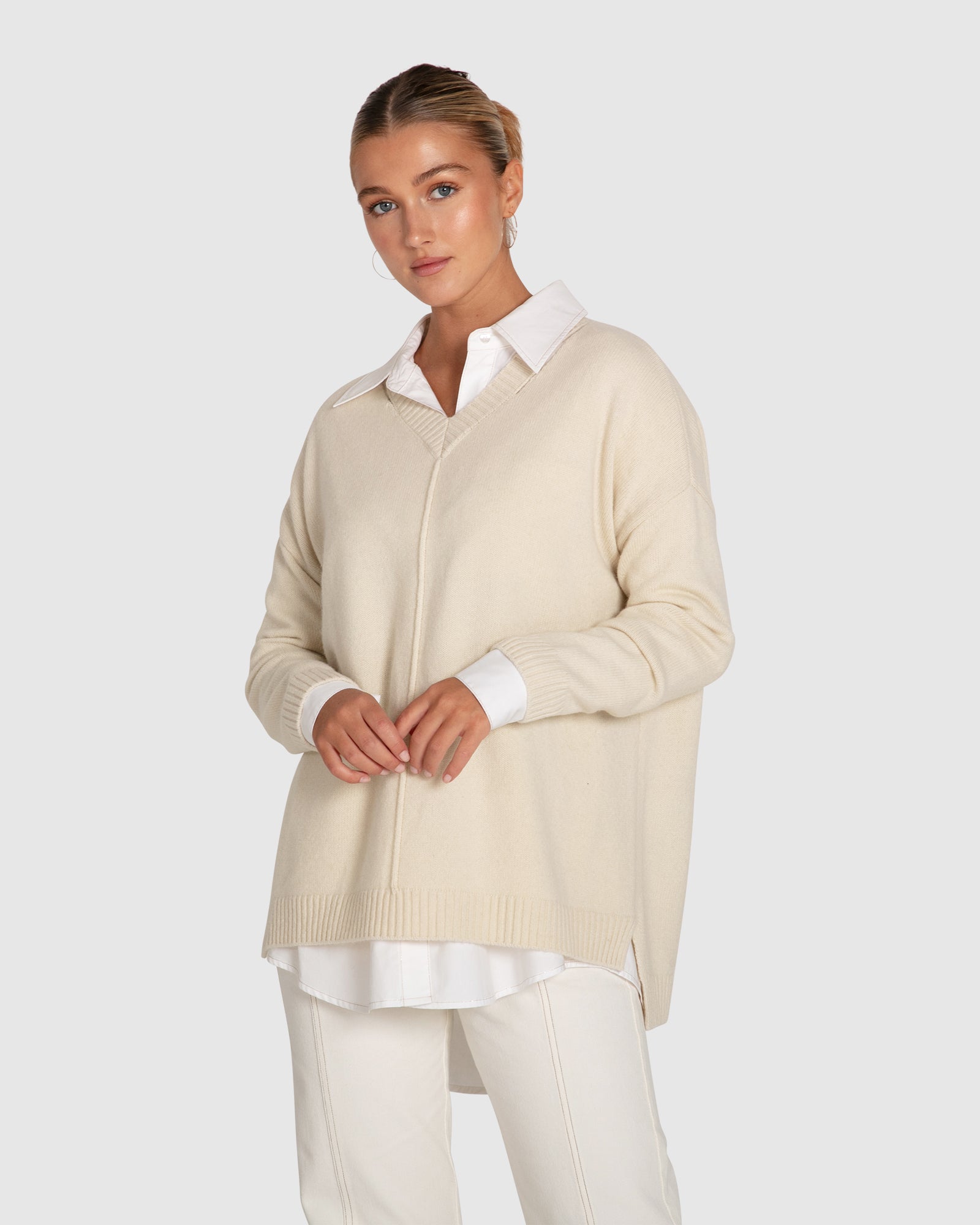 Women | Wonder Of You Cashmere Blend Oversized Jumper | Cream
