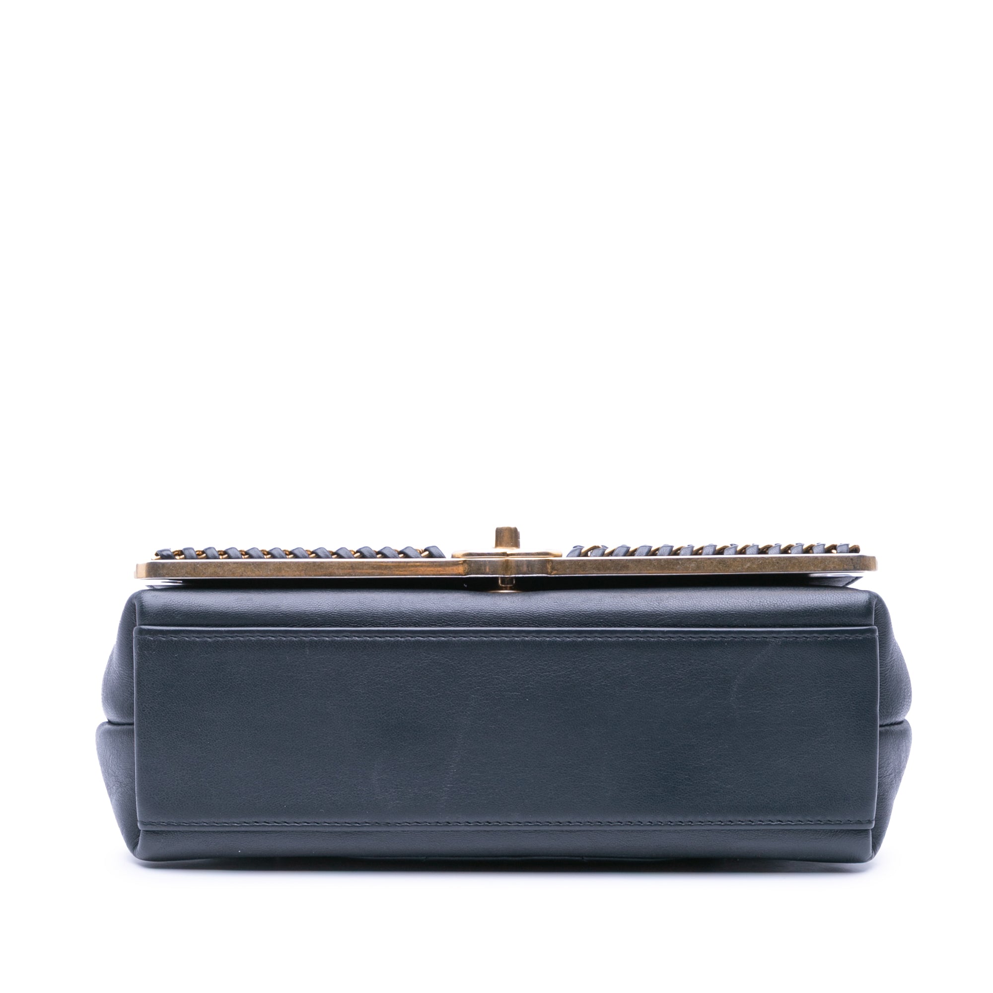 Chanel | Pre-Owned Chevron Sheepskin Stitched Chain Top Handle Flap | Black