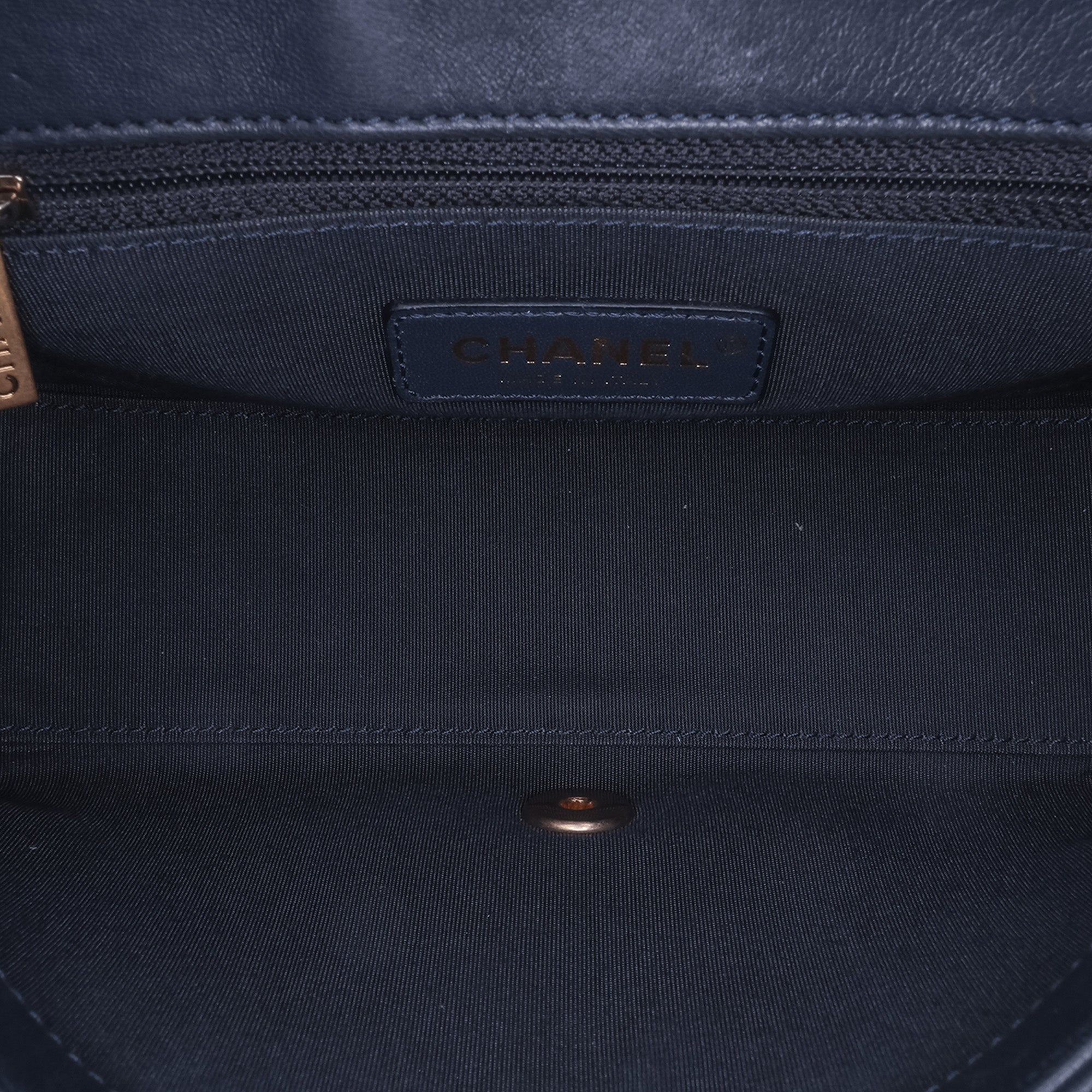 Chanel | Pre-Owned Chevron Sheepskin Stitched Chain Top Handle Flap | Black