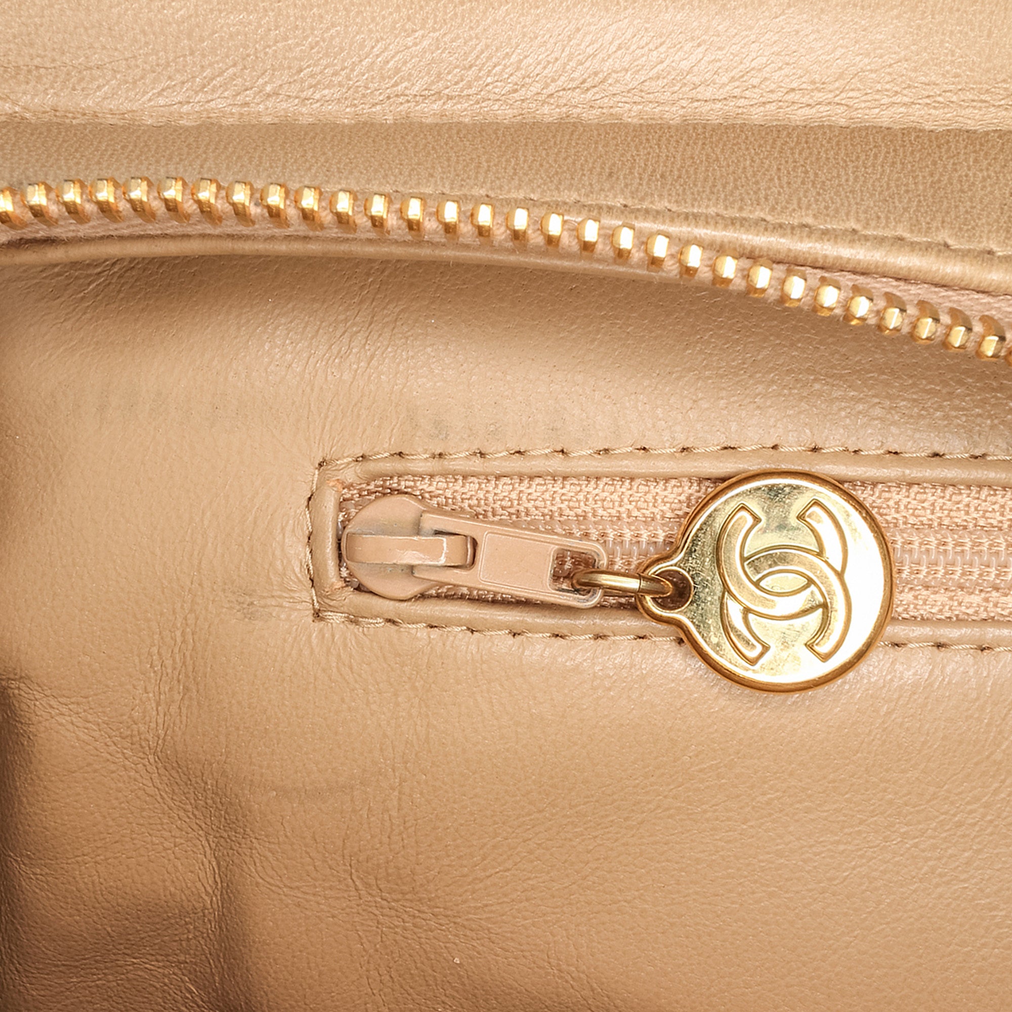 Chanel | Pre-Owned Quilted Lambskin Sun Charm Chain Crossbody | Brown/Beige