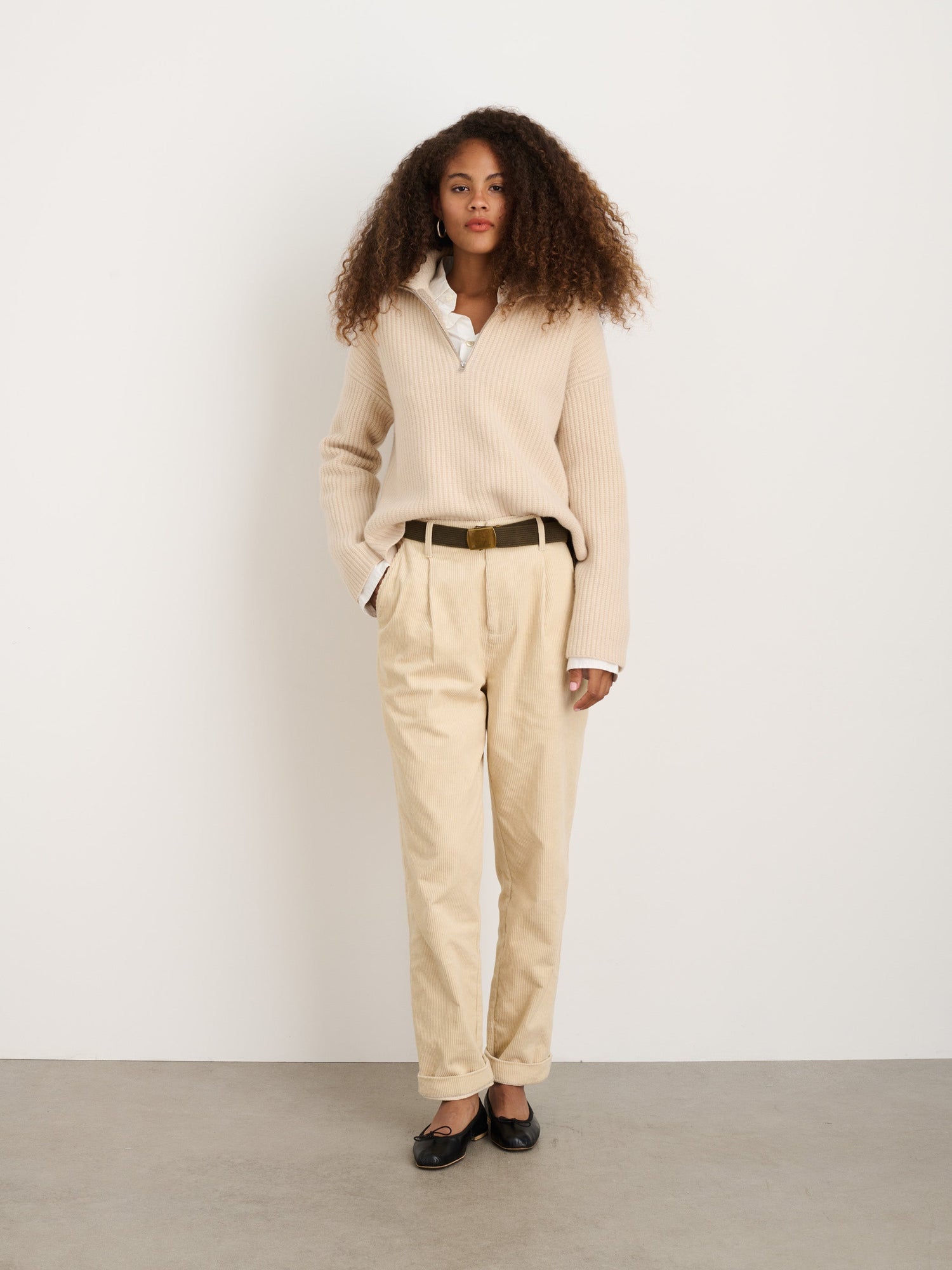 Women | Felix Zip Sweater | Merino Wool Buttermilk