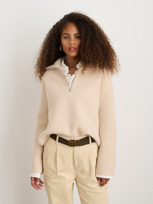 Women | Felix Zip Sweater | Merino Wool Buttermilk