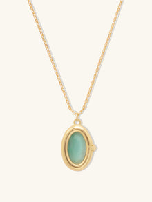 Aura Amazonite Locket Necklace | Amazonite | 14K Gold Plated Brass