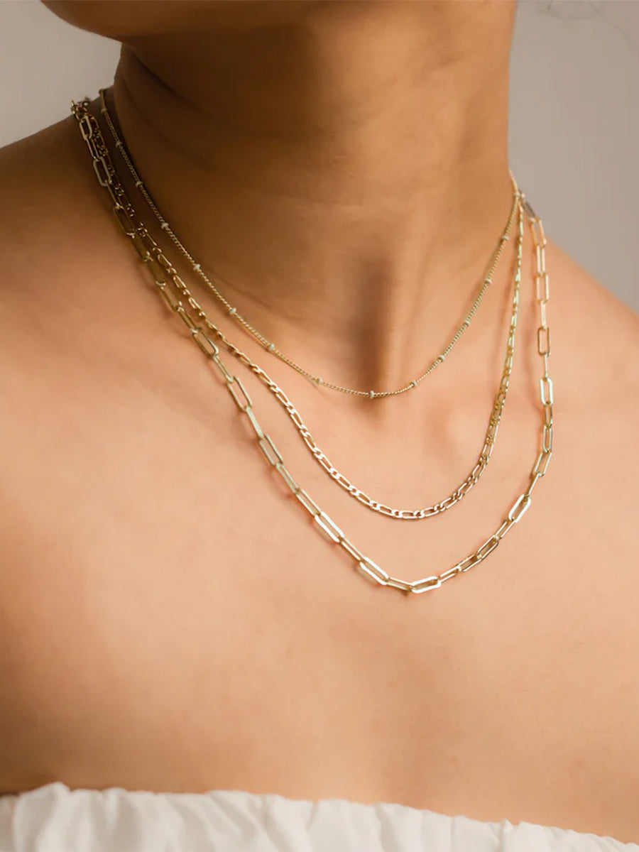 Figaro Chain Necklace | 14K Gold Plated Brass