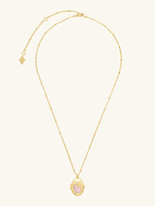 Healing Rose Quartz Locket Necklace | Rose Quartz | 14K Gold Plated Brass