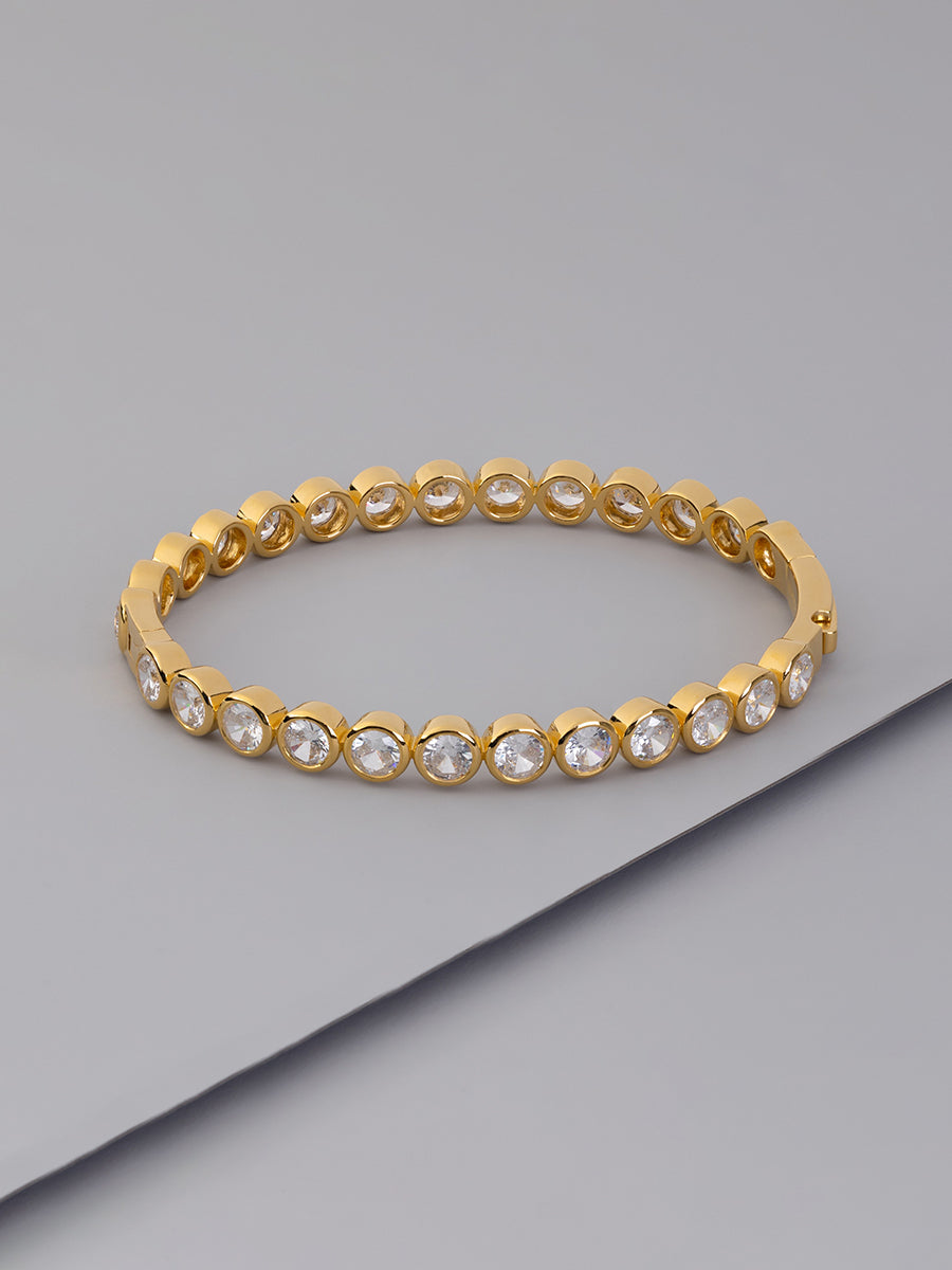 Brilliant Bezel Bangle | 5A Grade Cubic Zirconia | 14K Gold Vermeil