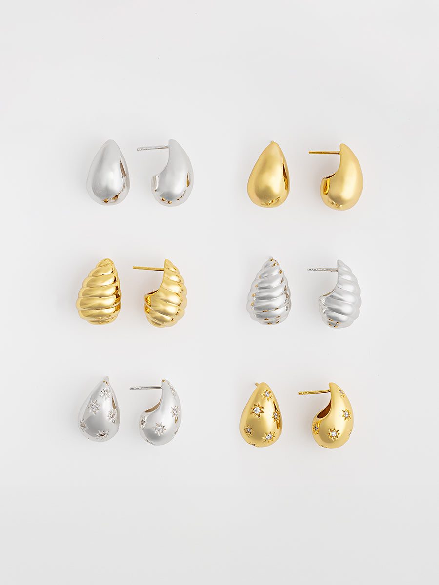 Teardrop Seashell 20mm Stud Earrings | 14K Gold Plated Brass
