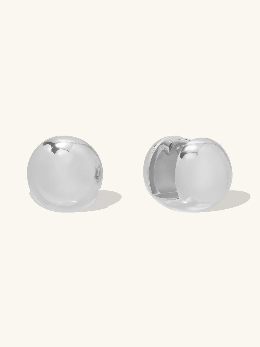 Dome 11mm Earrings | Silver Rhodium Plated Brass