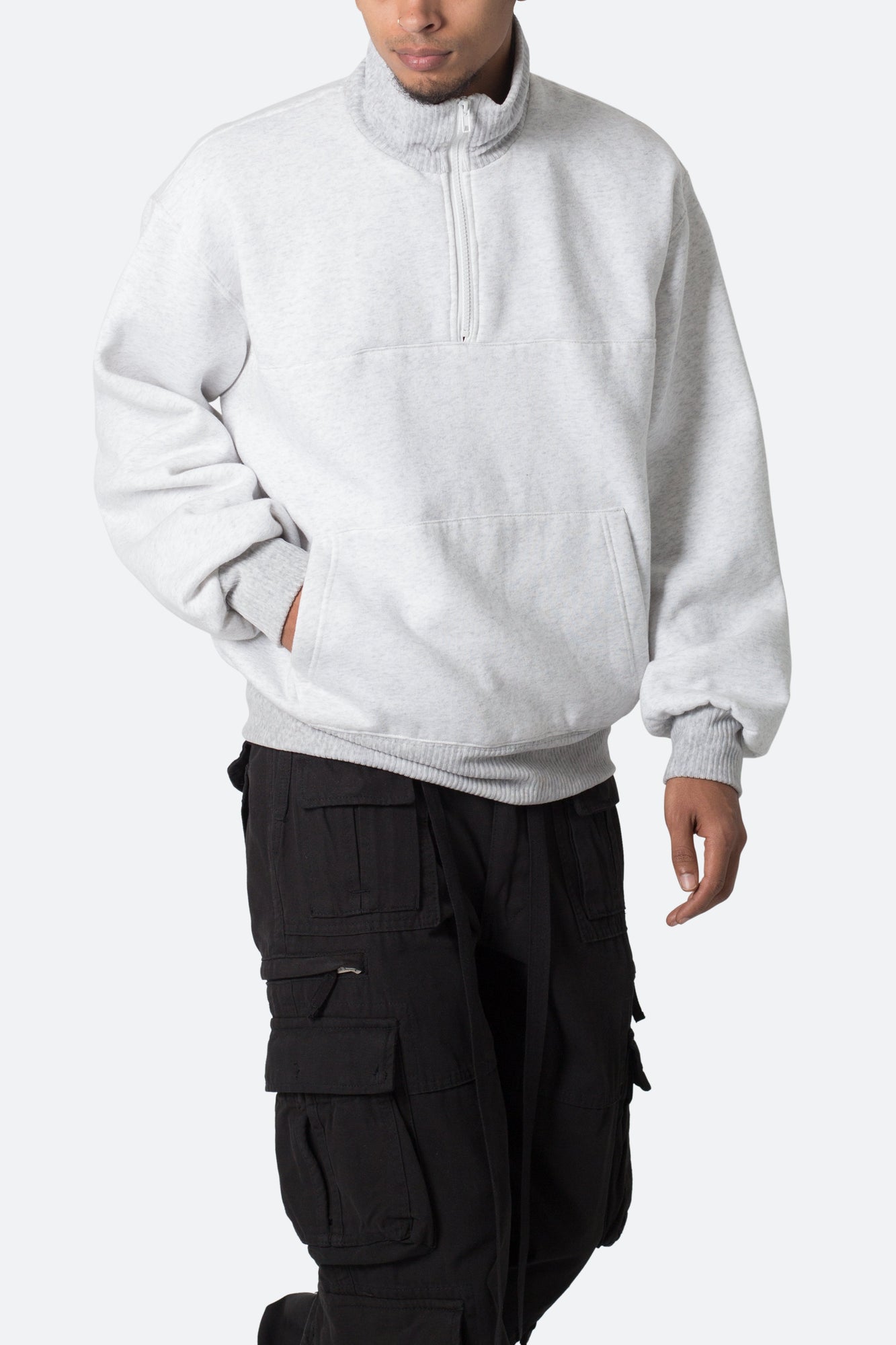 Washed 3 x 4 Fleece Pullover | Heather Grey