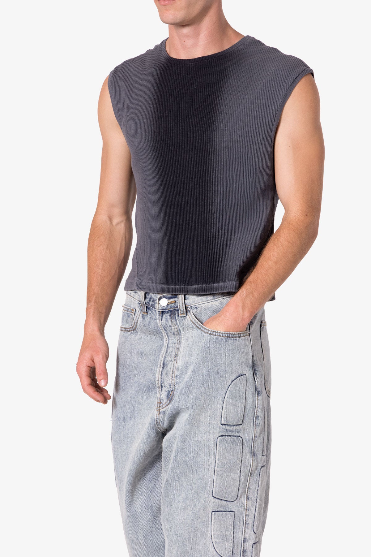 Washed Cropped Tank | Vintage Black