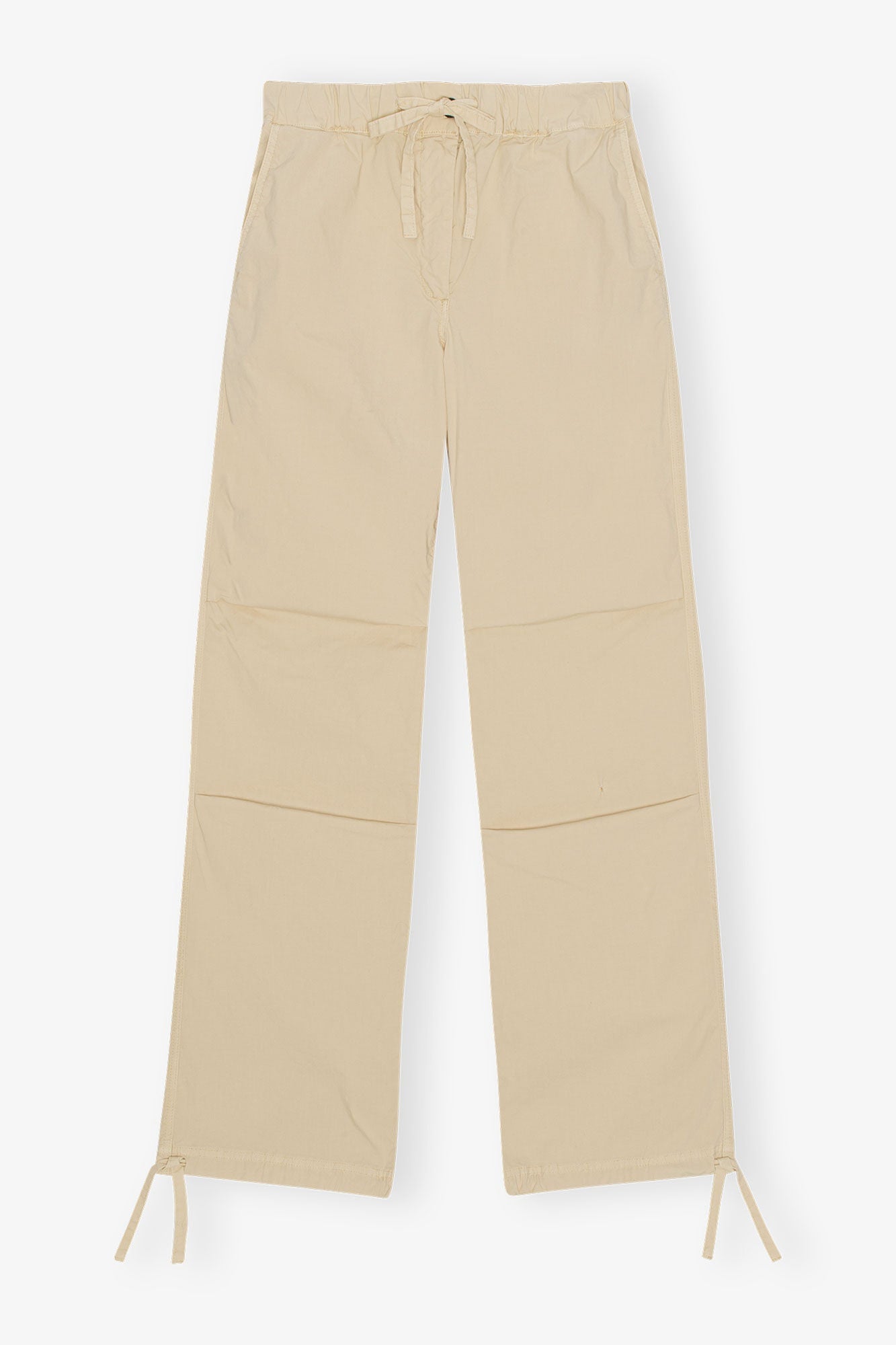 Washed Cotton Canvas Drawstring Trousers | Pale Khaki