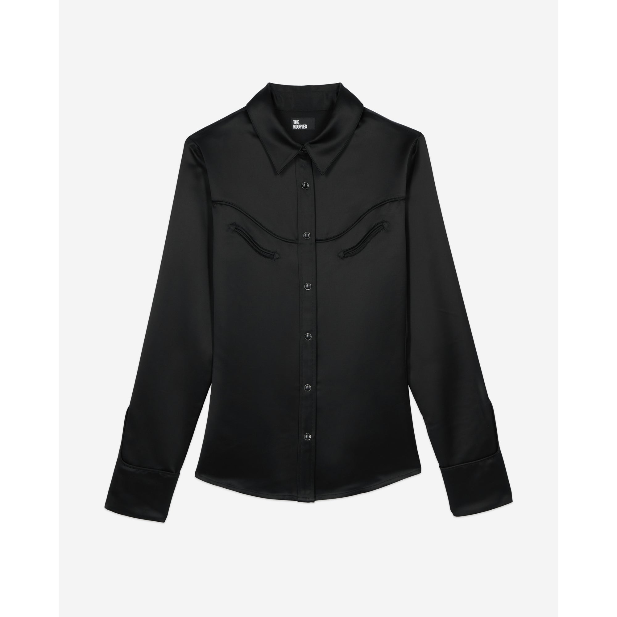 Western-Style Satin Shirt | Women | Black