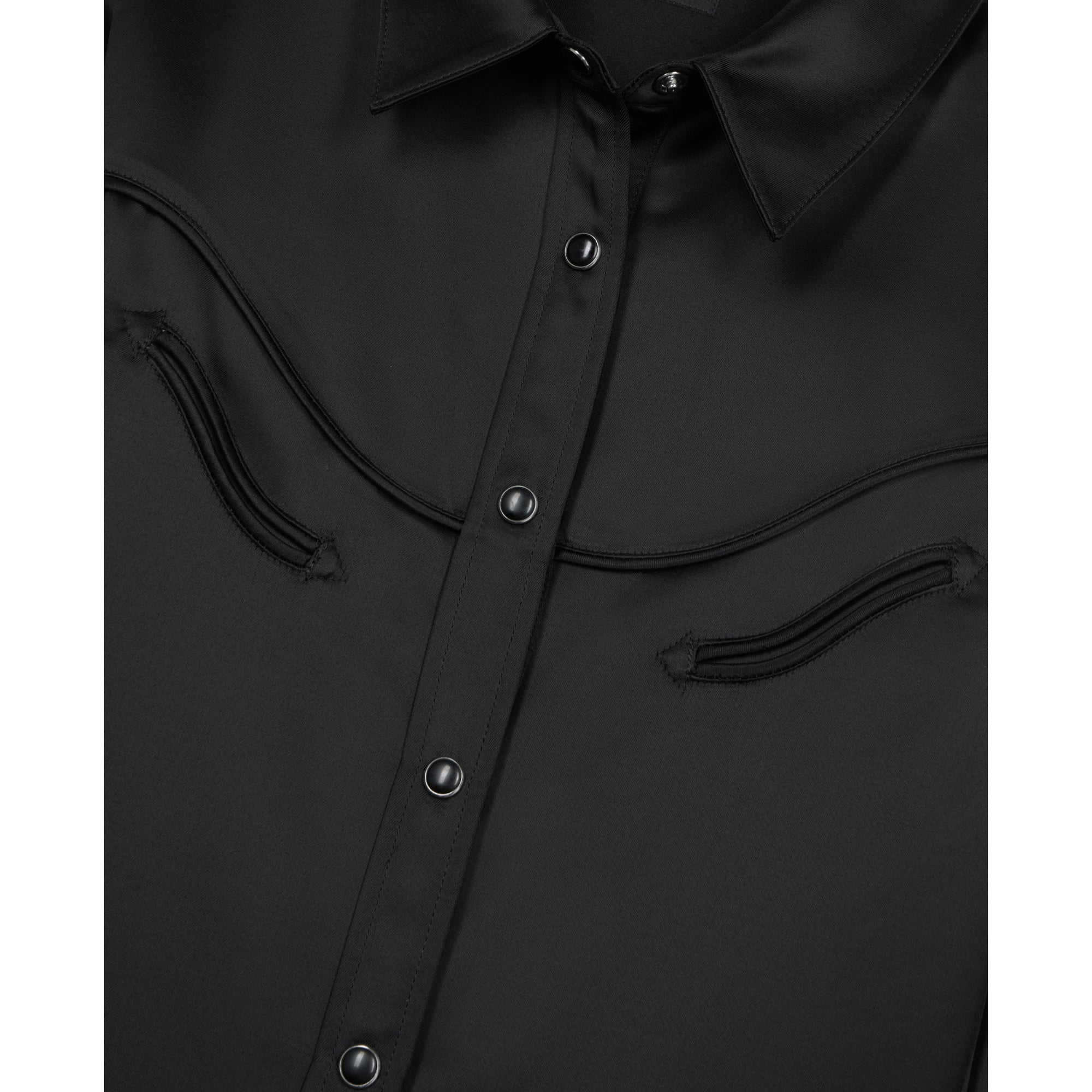 Western-Style Satin Shirt | Women | Black