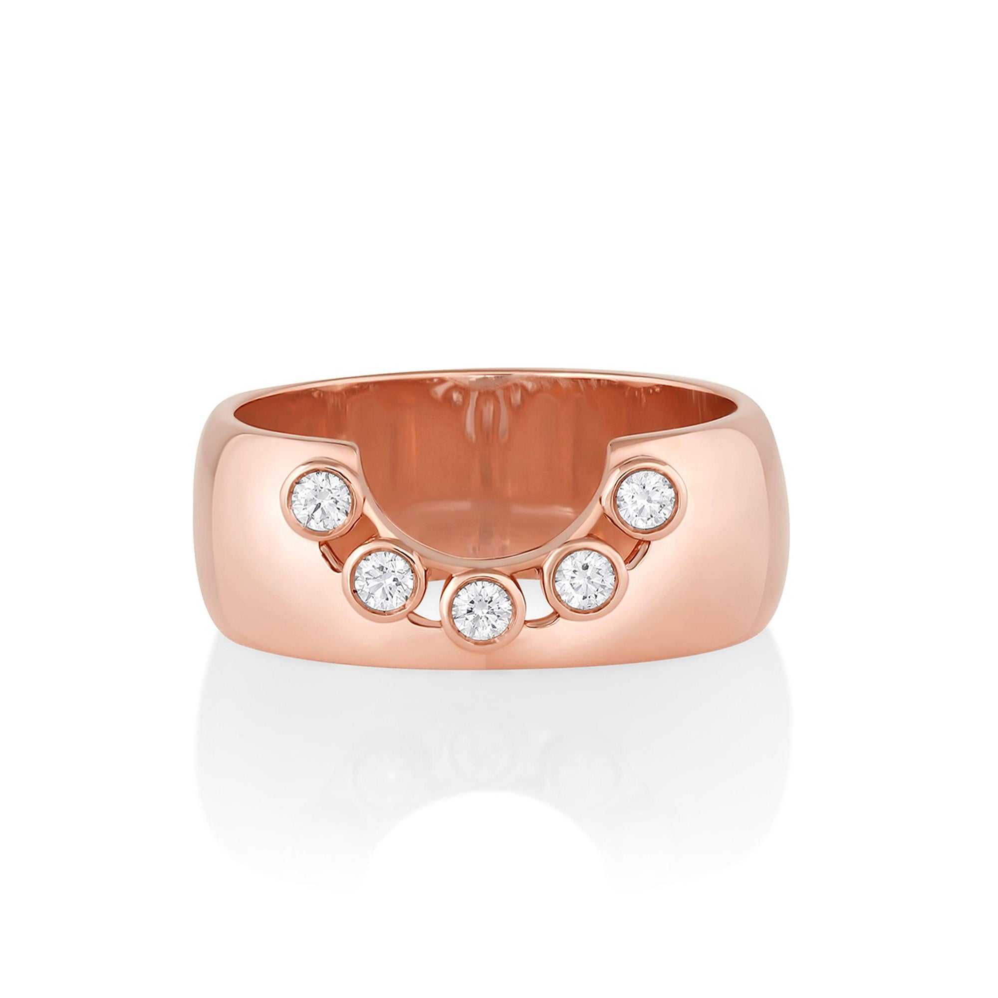 Women | White Diamond Selene Cigar Band | 14k Rose Gold