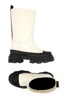 White Calf Leather Boots | Oyster Gray