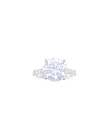 White Gold 4 ct Solitaire Lab Grown Diamond Ring | 14K White Gold