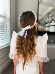 White Satin Tuxedo Headband
